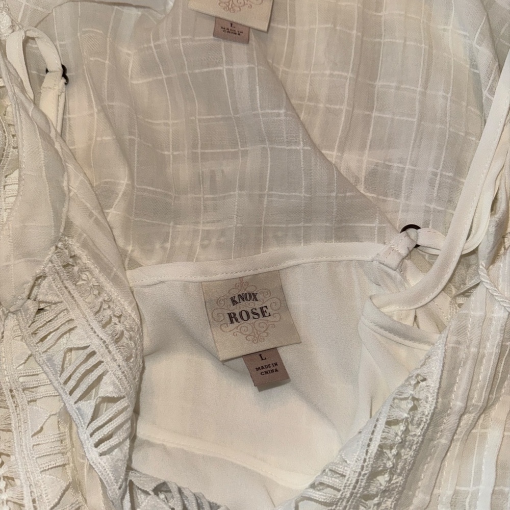 NWOT KNOX ROSE WHITE SUMMER DRESS WITH LINER SIZE LARGE - Picture 4 of 4